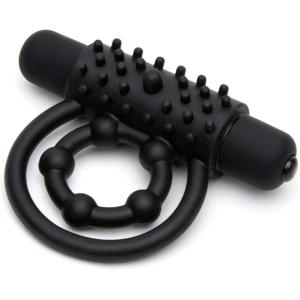 Lovehoney Bionic Bullet Vibrating Cock Ring – Textured Silicone Double Penis Ring – 5 Function Bullet Vibrator – Waterproof – Black