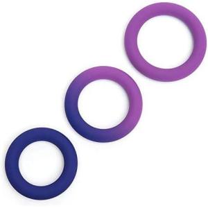 Lovehoney Colourplay Triple Cock Ring Set – 3 Colour Changing Thick Silicone Penis Rings – 3 Sizes – Waterproof – Purple/Blue