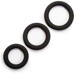 Lovehoney Get Hard Triple Cock Ring Set – Extra Thick Silicone – 3 Sizes – Cock and Ball Rings for Men – Waterproof Pleasure Enhancer – Gifts for Men – Black
