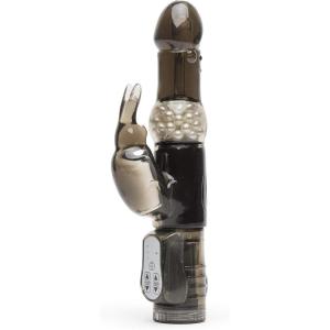 Lovehoney Jessica Rabbit Vibrator | Dual Stimulation Adult Sex Toy | 5 Inch Vibrator for Women with Rotating Shaft | Clitoris & G-Spot Stimulator | Splashproof Personal Massager for Woman | Silver(Black)