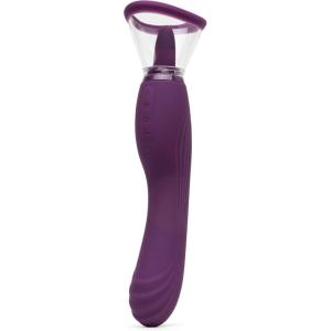 Lovehoney Lick Me Vibrating Pussy Pump & Tongue Vibrator | Rechargeable Licking & Suction Toy for Vulva, Nipple & G-Spot | 8 Tongue Modes, 8 Vibration Patterns | Dual-Use Handle for Intense Pleasure