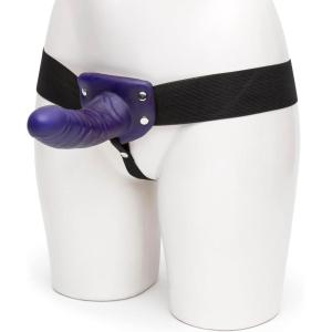 Lovehoney Perfect Partner Strap On Dildo – 6 Inch Realistic Hollow Strap On for Pegging – Adjustable Strap with Popper Fastening – Waterproof – Black(Purple)