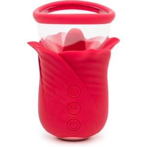 Lovehoney Rose Vibrating Pussy Pump & Clitoral Stimulator | Powerful Rose Suction Toy with Flickering Tongue | 3 Speeds, 7 Modes | Intense Clitoral, Vulva & Nipple Stimulation | USB Rechargeable
