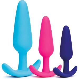 Lovehoney Silicone Butt Plug Kit – 3 Piece Anal Training Kit – Progressive Size Small to Large Flared Base Anal Plugs – 2.9-4.4 inch Adult Sex Toys for Men, Women & Couples