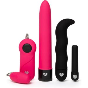 Lovehoney Starter Vibrator Sex Toy Kit | 6.5 Inch Classic Vibrator for Women | Wavy G Spot Personal Massager & Mini Bullet Vibe | Wearable Wired Remote Control Love Egg | 4 Piece Adult Toy Set