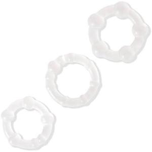 Lovehoney Triple Cock Ring Set – Stretchy Textured Penis Rings – Beginner Friendly & Waterproof – 3 Pack – Clear