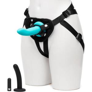 Lovehoney Vibrating Strap On Dildo & Harness Kit | 2 Silicone Dildos for Pegging & G Spot Stimulation | Includes Bullet Vibrator | Adjustable Harness with 3 O-Rings | Adult Sex Toy for Couples