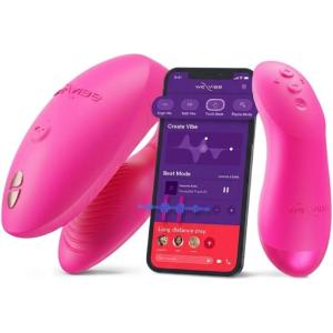 We-Vibe Chorus Pro App Controlled Wireless Couples Vibrator | Remote Controlled Adults Toy | Silicone Stimulator with 10 Intensity Levels | Clitoral & G-Spot Couples Sex Toy for Him & Her | Pink(Pink)