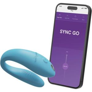 We-Vibe Sync Go Couples Vibrator with Travel Case | Wearable Vibrating Couples Adult Sex Toy | App Controlled G Spot & Clitoris Stimulator | Dual Stimulation with 10 Speeds | Rechargeable | Black(Blue)
