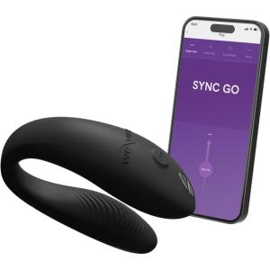We-Vibe Sync Go Couples Vibrator with Travel Case | Wearable Vibrating Couples Adult Sex Toy | App Controlled G Spot & Clitoris Stimulator | Dual Stimulation with 10 Speeds | Rechargeable | Black(Black)