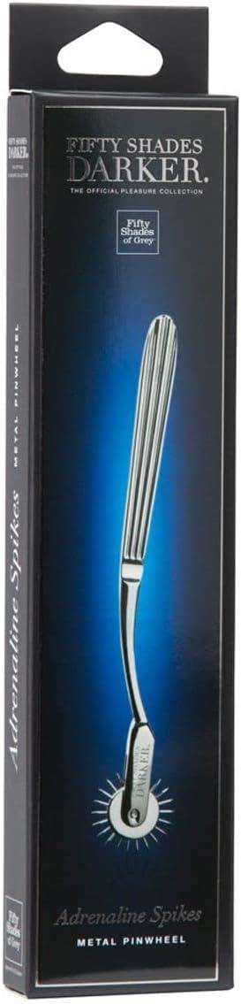 imageFifty Shades of Grey Darker Adrenaline Spikes Pinwheel 75 Inch Metal Wartenberg Pinwheel for Heightened Stimulation 59g Stimulator Prickly Sensations Includes Satin Bag Silver