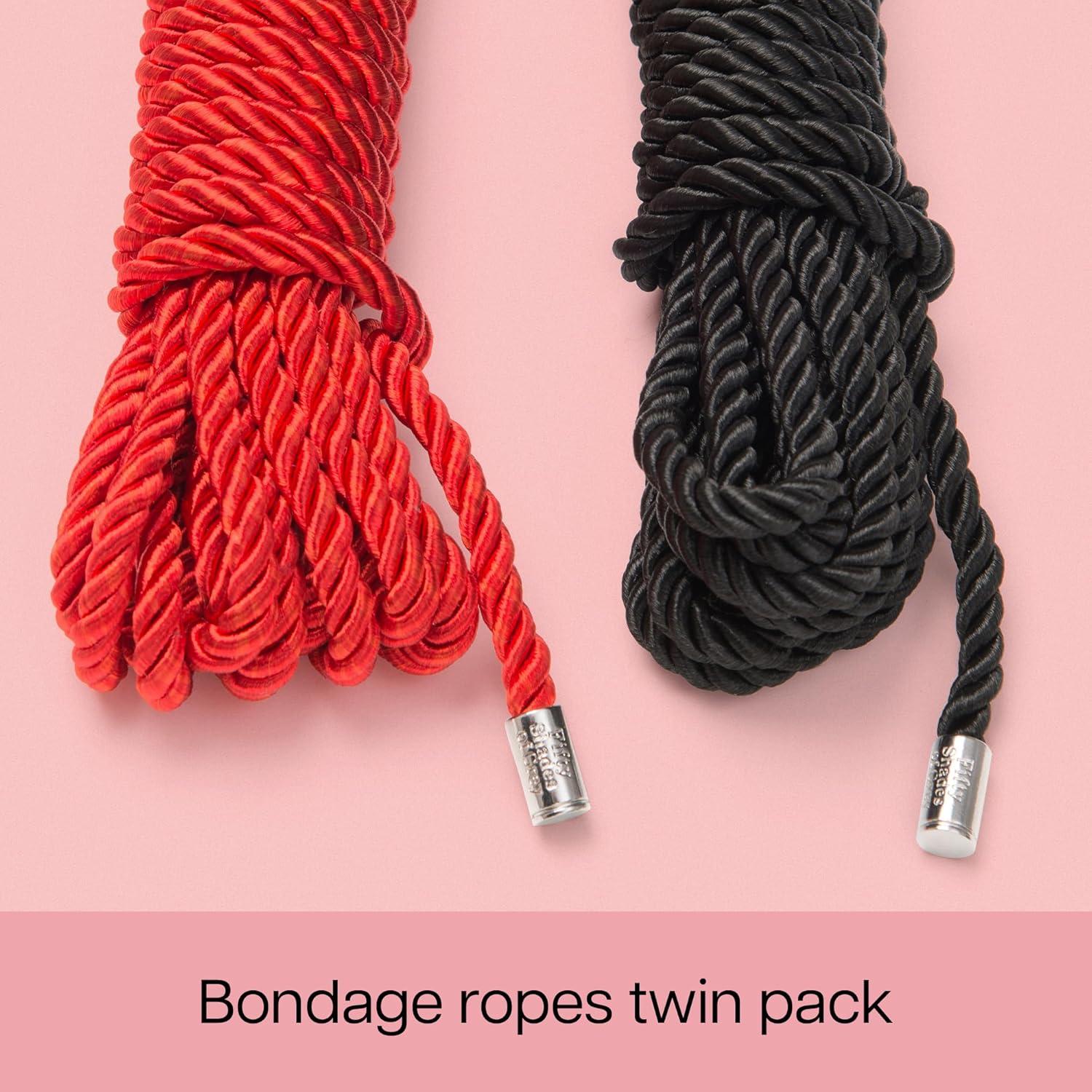 imageFifty Shades of Grey Restrain Me Bondage Rope 5m Silky amp Strong Twisted Bondage Rope with Zero Stretch Wrist or Ankle Restraint for Adults 2 Pack RedBlack