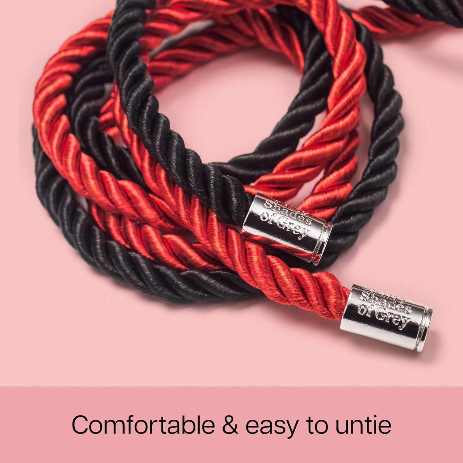 imageFifty Shades of Grey Restrain Me Bondage Rope 5m Silky amp Strong Twisted Bondage Rope with Zero Stretch Wrist or Ankle Restraint for Adults 2 Pack RedBlack
