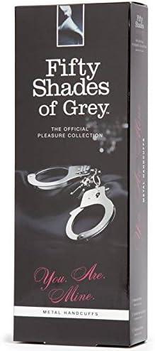 imageFifty Shades of Grey You are Mine Metal Handcuffs Lockable Handcuffs with 2 Keys amp Quick Release Adjustable Sexy Restraints for Couples with Satin Bag Silver
