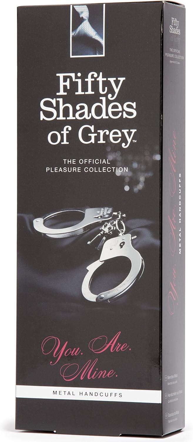 imageFifty Shades of Grey You are Mine Metal Handcuffs Lockable Handcuffs with 2 Keys amp Quick Release Adjustable Sexy Restraints for Couples with Satin Bag Silver