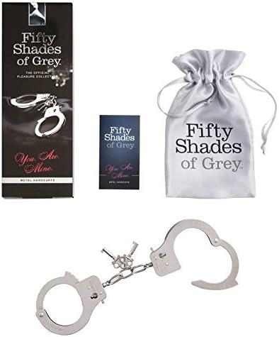 imageFifty Shades of Grey You are Mine Metal Handcuffs Lockable Handcuffs with 2 Keys amp Quick Release Adjustable Sexy Restraints for Couples with Satin Bag Silver