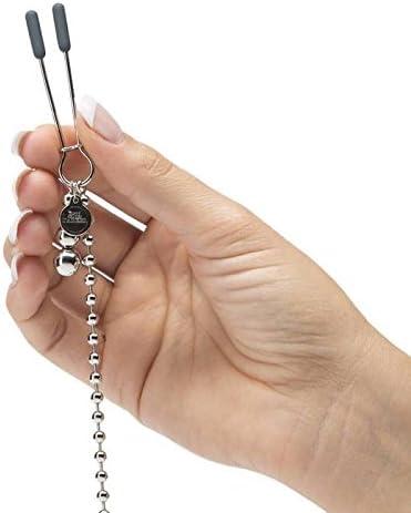 imageFifty Shades of Grey at My Mercy Nipple Clamps 27g Weighted Nipples Clamps with Chain Silicone Covered Tips for Stimulation Includes Satin Bag Silver