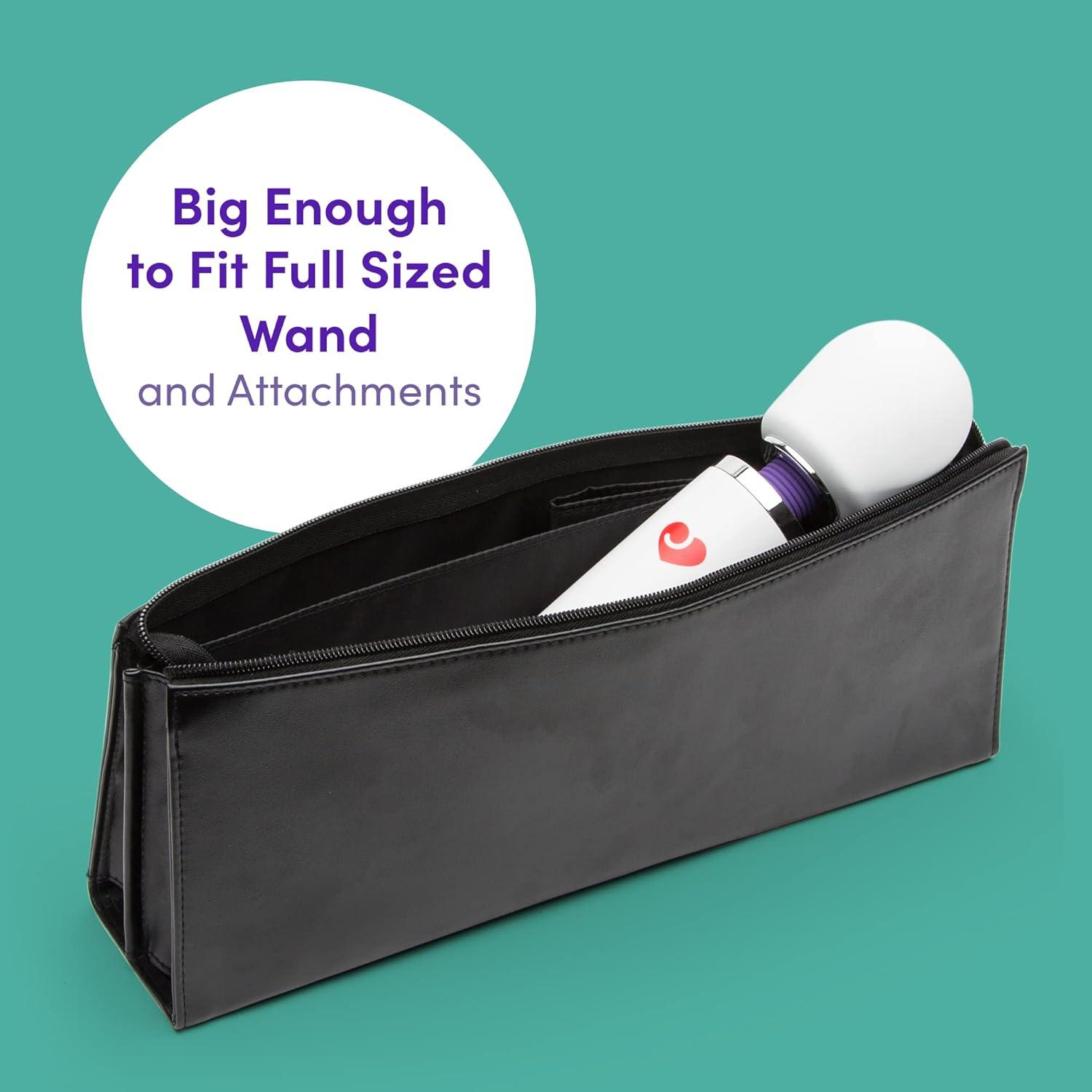 imageLovehoney Black Massage Wand Deluxe Soft Storage Case Faux Leather 14 x 55 x 35