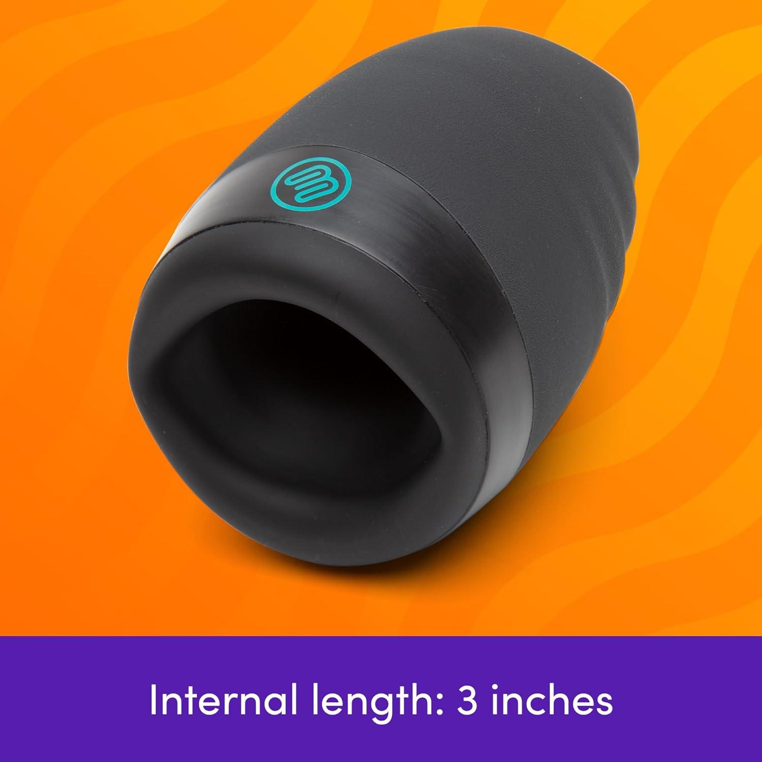 imageLovehoney Blowmotion Warming amp Vibrating Male Masturbator 3 Inch Silicone Warming Canal with 6 Vibration Patterns amp 3 Intensity Levels Rechargeable Sex Toys for Men