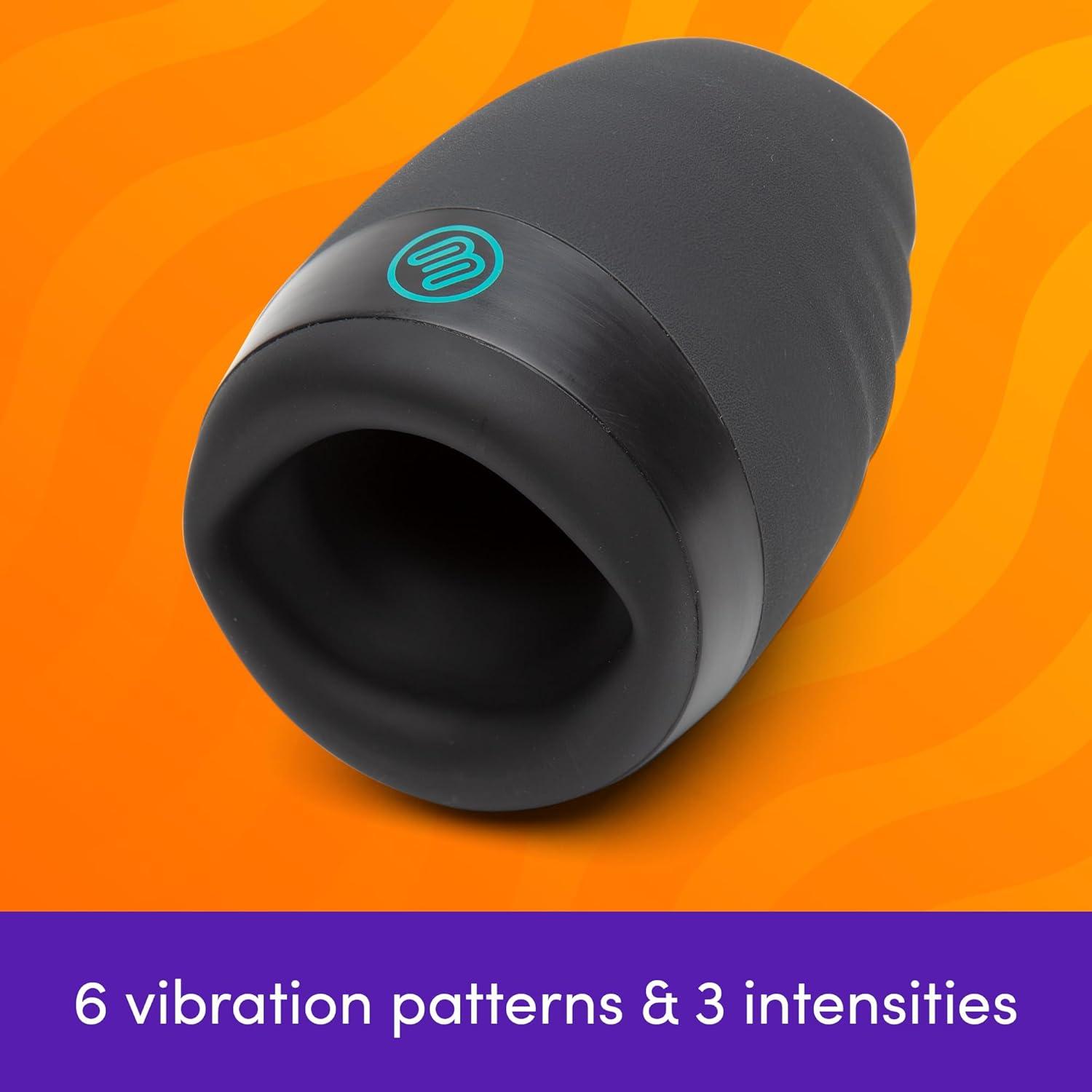 imageLovehoney Blowmotion Warming amp Vibrating Male Masturbator 3 Inch Silicone Warming Canal with 6 Vibration Patterns amp 3 Intensity Levels Rechargeable Sex Toys for Men