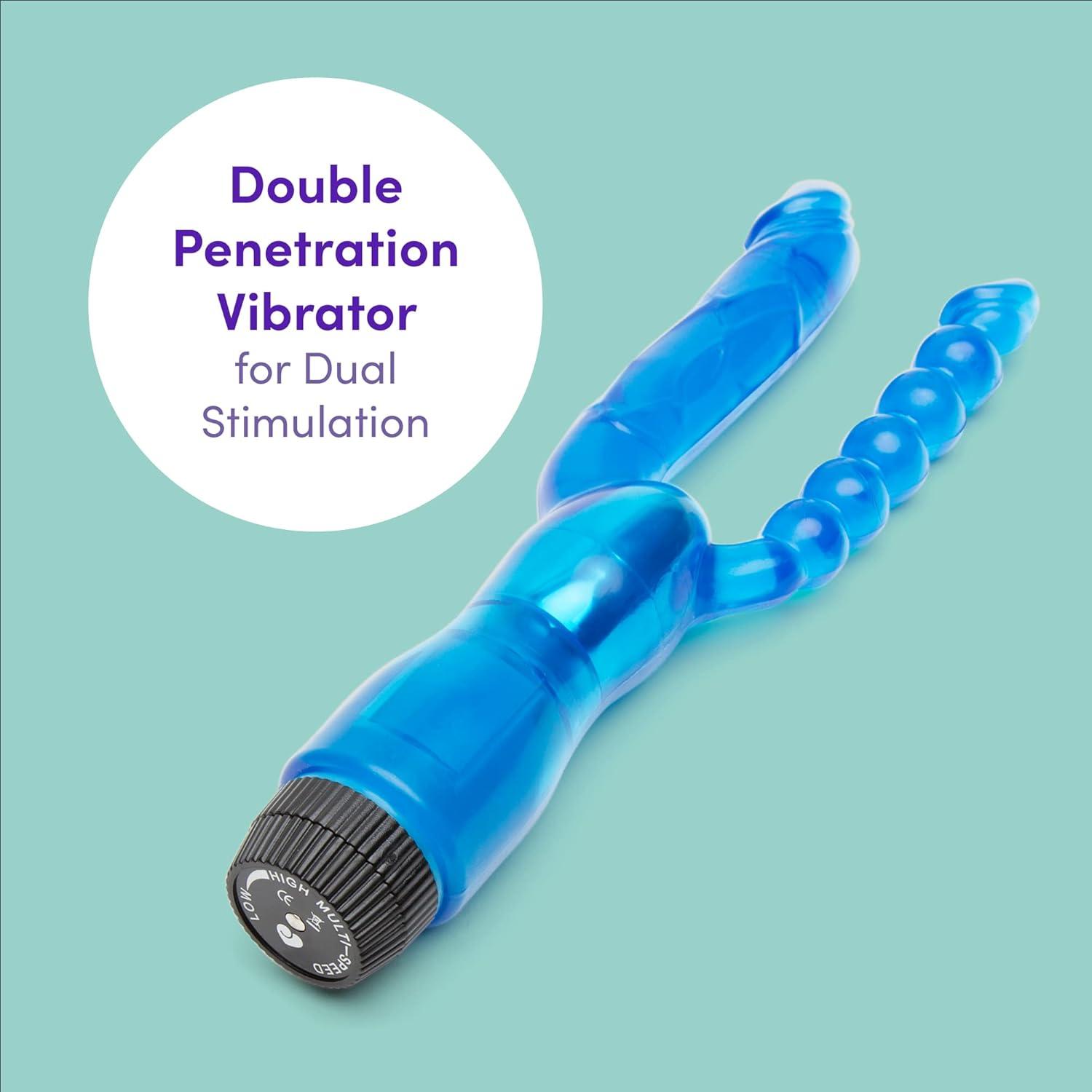 imageLovehoney Blue Double Lover Double Penetration Vibrator PVC Multispeed Vibrations
