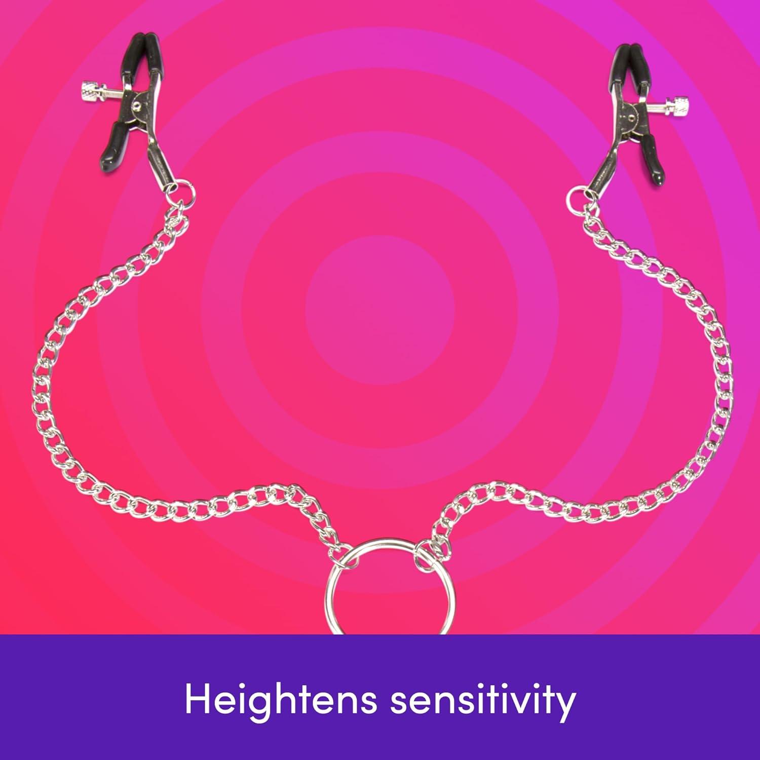 imageLovehoney Bondage Boutique Nipple Clamps amp Clit Clamp with Chain Adjustable Crocodile Clips with PVC Tips BDSM Bondage Toys for Couples amp Women Erotic Nipple Toys Adult Sex Toys for Beginners