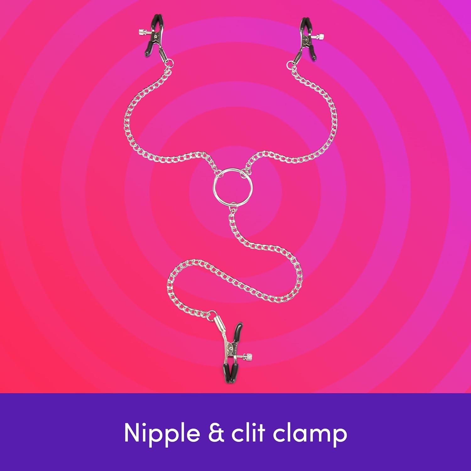 imageLovehoney Bondage Boutique Nipple Clamps amp Clit Clamp with Chain Adjustable Crocodile Clips with PVC Tips BDSM Bondage Toys for Couples amp Women Erotic Nipple Toys Adult Sex Toys for Beginners