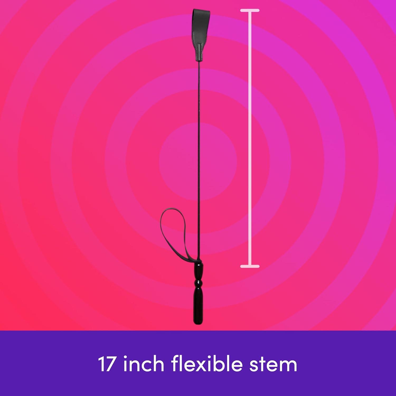 imageLovehoney Bondage Boutique Slim Leather Riding Crop 17 Inch BDSM Whip with Flexible Stem amp Wooden Handle Fetish Spanking Toy for Pony Play Impact Play Roleplay Kinky Bondage Gear for Couples