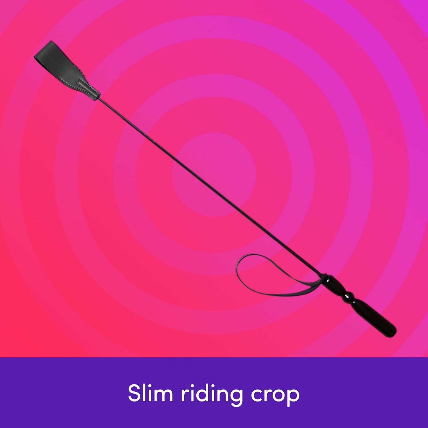 imageLovehoney Bondage Boutique Slim Leather Riding Crop 17 Inch BDSM Whip with Flexible Stem amp Wooden Handle Fetish Spanking Toy for Pony Play Impact Play Roleplay Kinky Bondage Gear for Couples