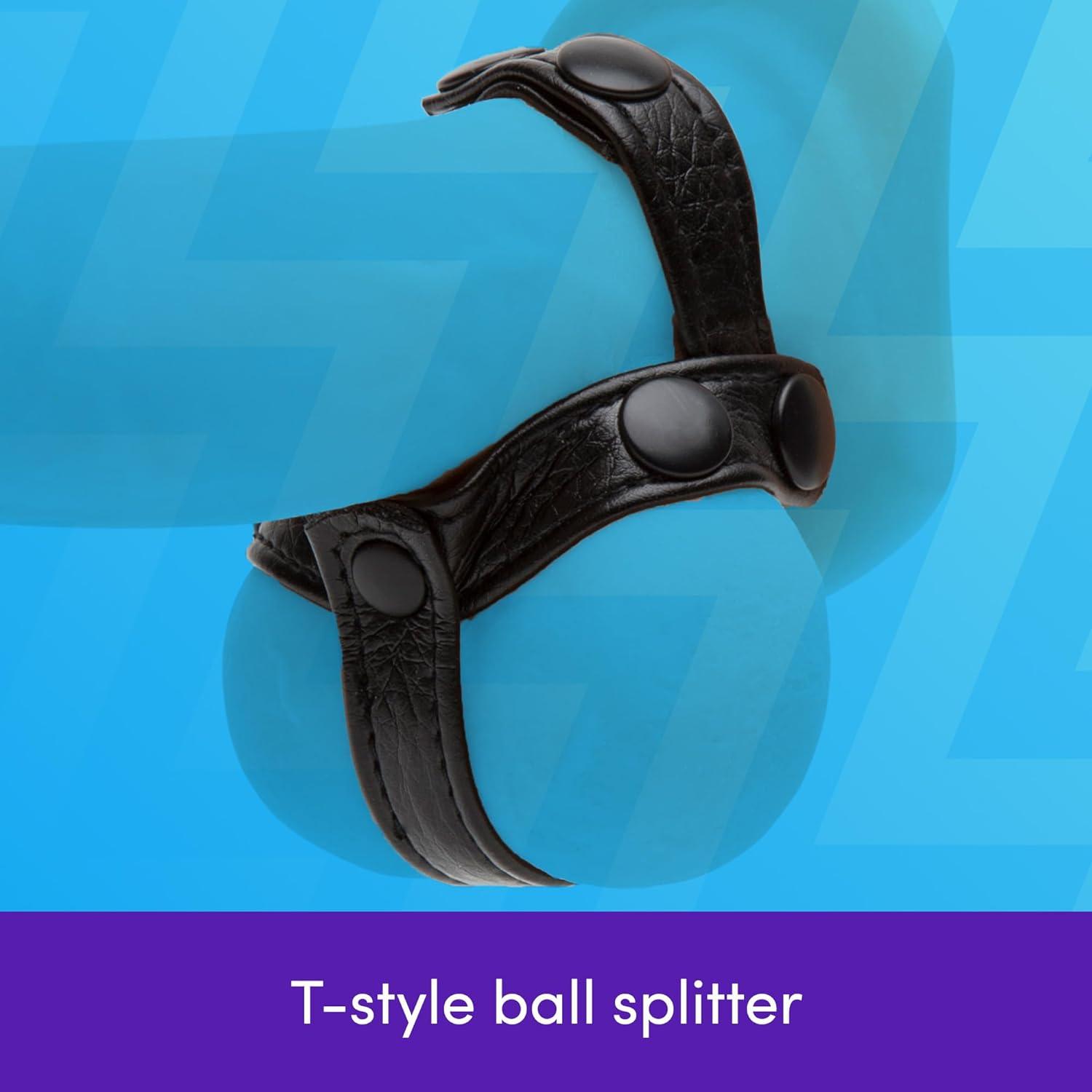 imageLovehoney Bondage Boutique TStyle Cock Ring amp Ball Splitter Adjustable Faux Leather Penis Ring for Stamina Harder Erections amp Testicle Separation Sex Toy for Adults Secure SnapStud Fit