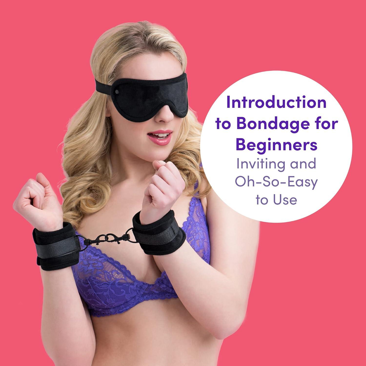 imageLovehoney Bondage Boutique Temptation Soft Bondage Kit Faux Fur Blindfold amp Quick Release Handcuffs 2 Piece Set Black