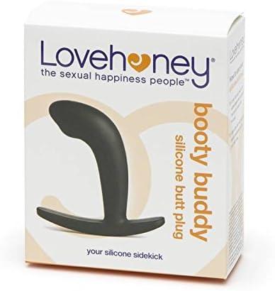 imageLovehoney Booty Buddy Butt Plug 35 Inch Silicone Anal Plug Smooth Curved Prostate Massager with Wide TBar Base Waterproof Black