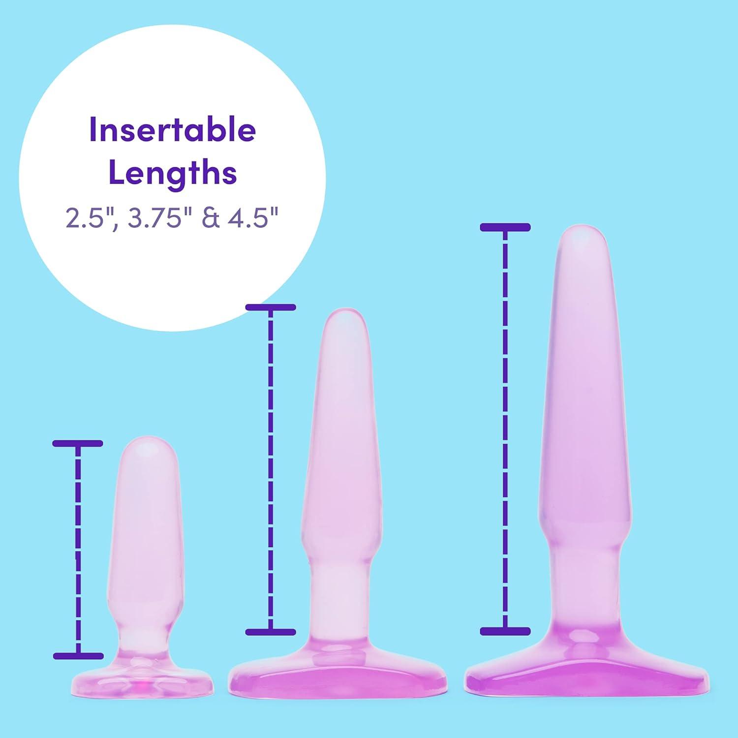 imageLovehoney Butt Plugs 3 Anal Toys for Anal Training Beginner Friendly with Flared Base amp Waterproof Purple
