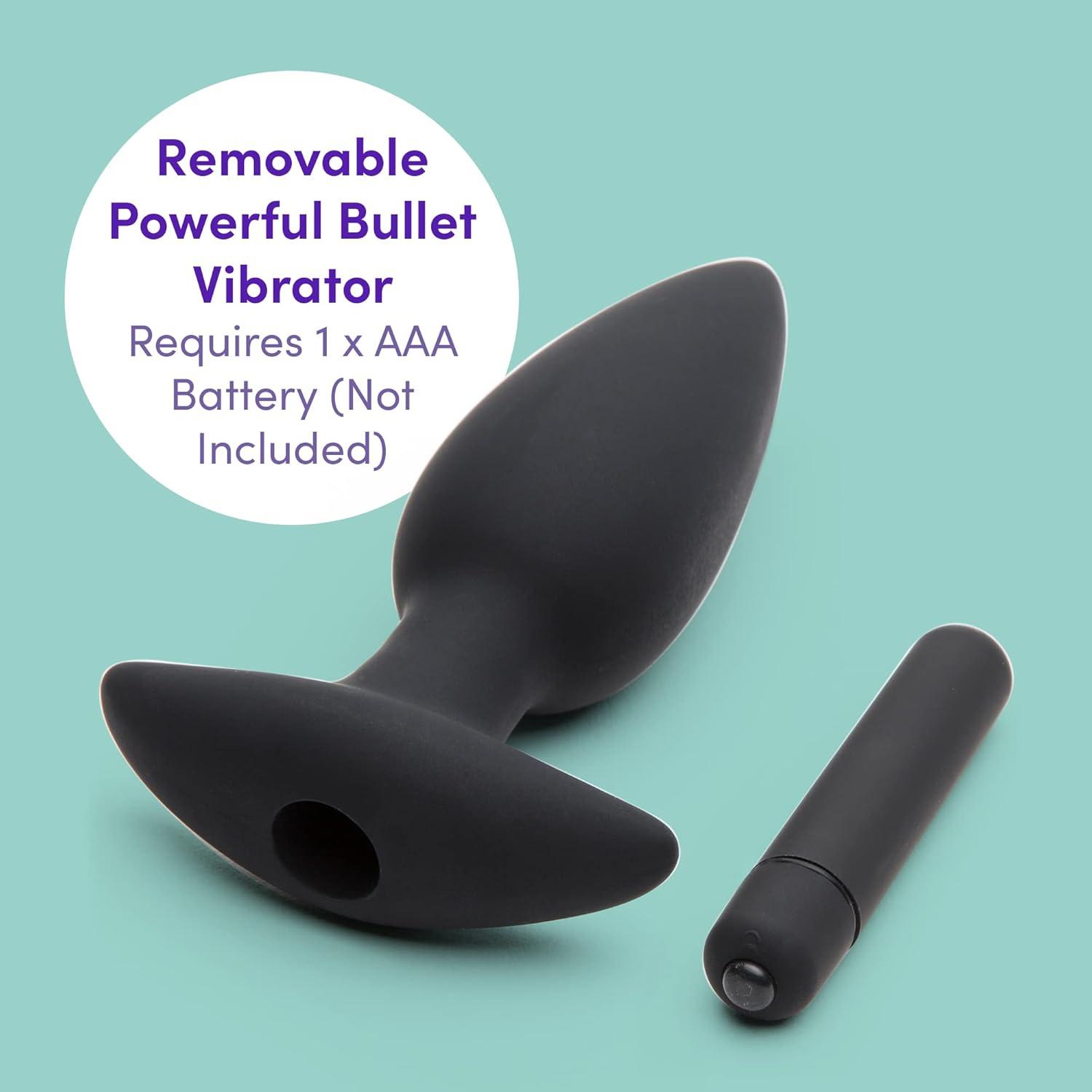 imageLovehoney Butt Tingler Vibrating Butt Plug 4 Inch Silicone Anal Plug Beginner Friendly with Flared Base 7 Vibration Modes amp 3 Speeds Waterproof Black45 in