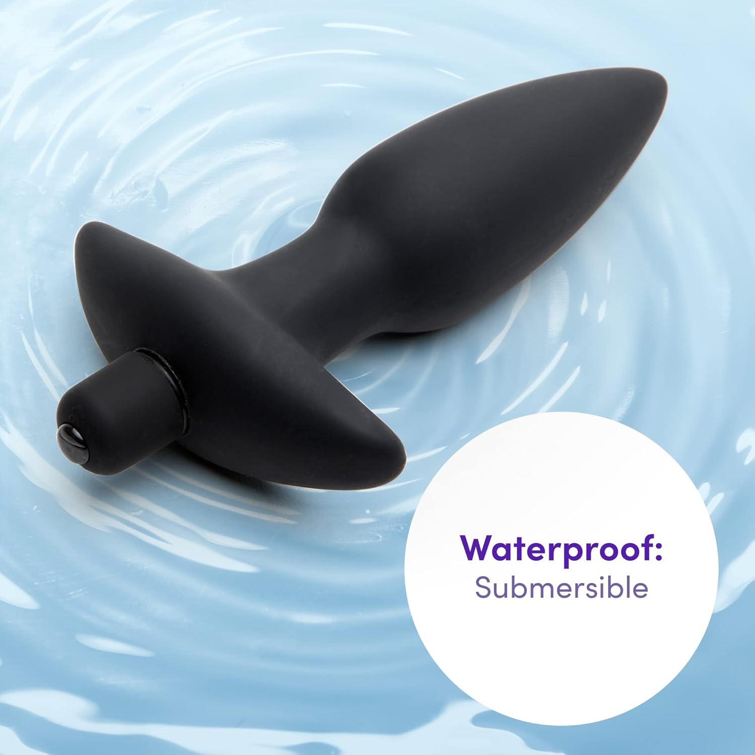 imageLovehoney Butt Tingler Vibrating Butt Plug 4 Inch Silicone Anal Plug Beginner Friendly with Flared Base 7 Vibration Modes amp 3 Speeds Waterproof Black4 inches