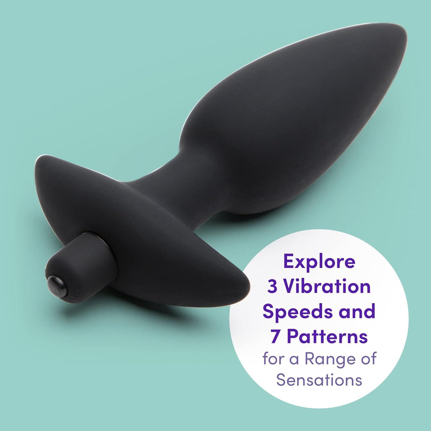 imageLovehoney Butt Tingler Vibrating Butt Plug 4 Inch Silicone Anal Plug Beginner Friendly with Flared Base 7 Vibration Modes amp 3 Speeds Waterproof Black45 in