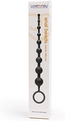 imageLovehoney Classic Black Silicone Anal Beads with Finger Loop Beginner Friendly 10 inch
