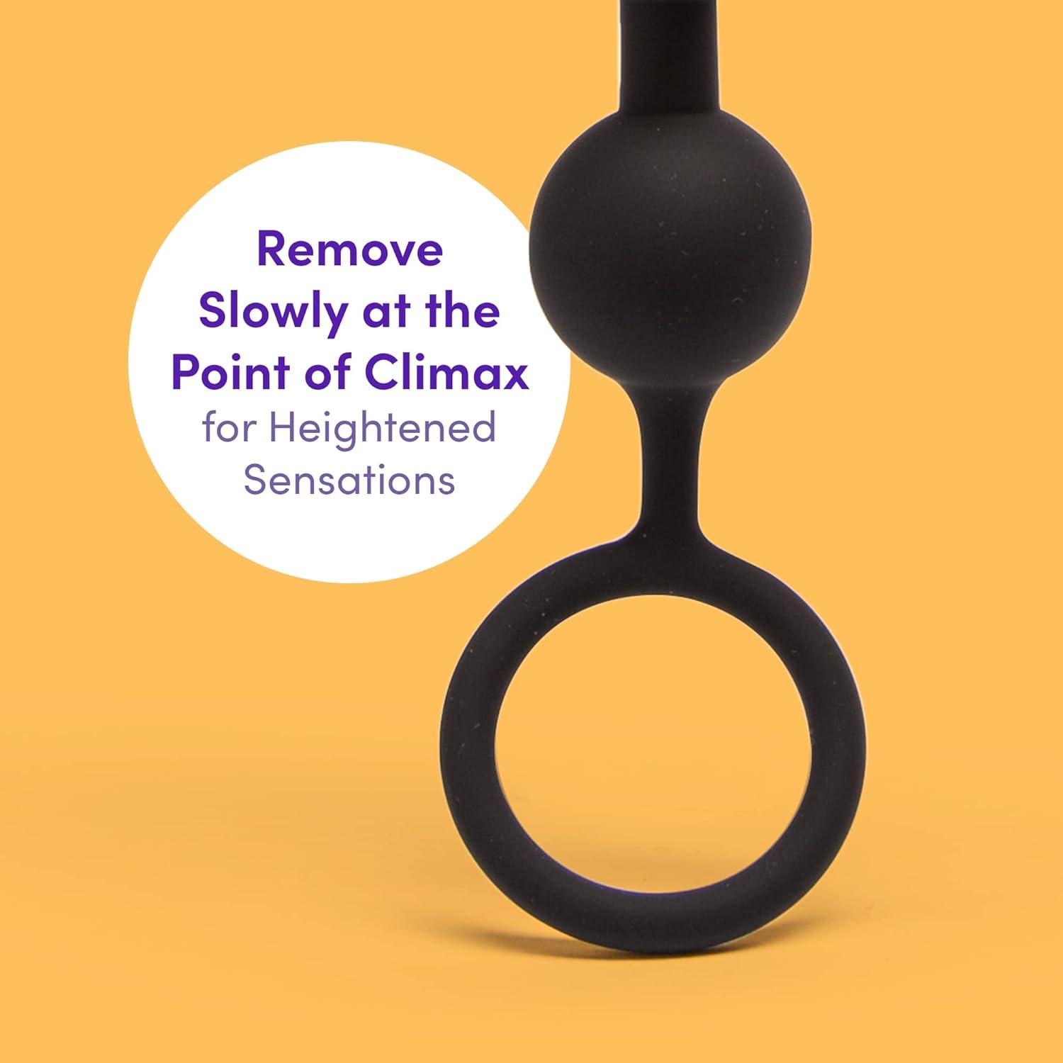 imageLovehoney Classic Black Silicone Anal Beads with Finger Loop Beginner Friendly 10 inch