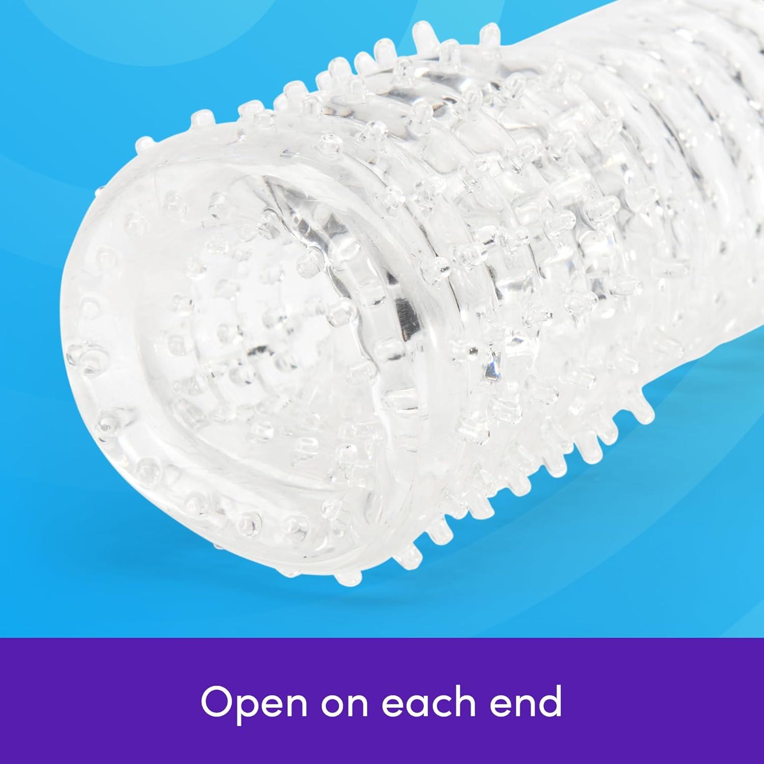 imageLovehoney Clear Textured Male Masturbator Soft Plastic Latex amp Phthalate Free Beginner Friendly