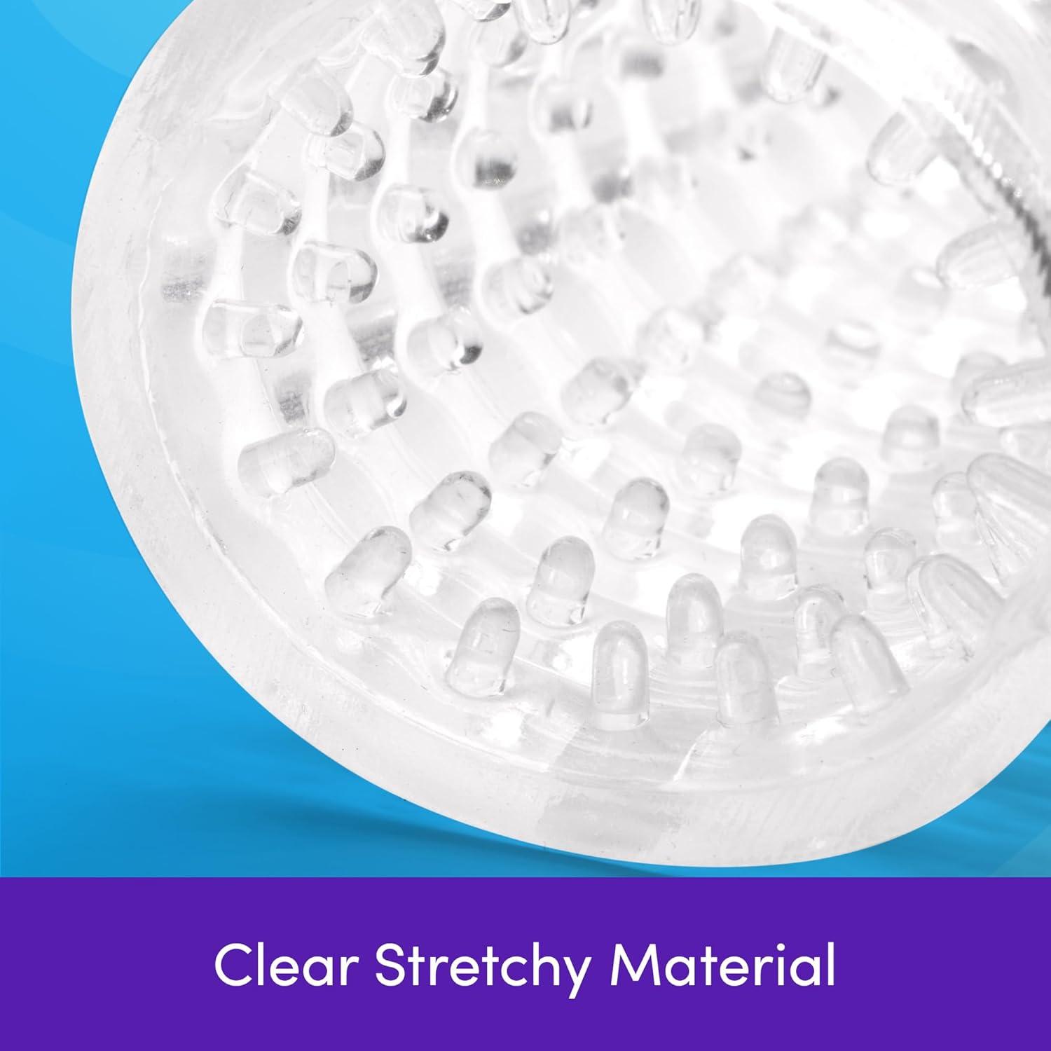 imageLovehoney Clear Textured Male Masturbator Soft Plastic Latex amp Phthalate Free Beginner Friendly