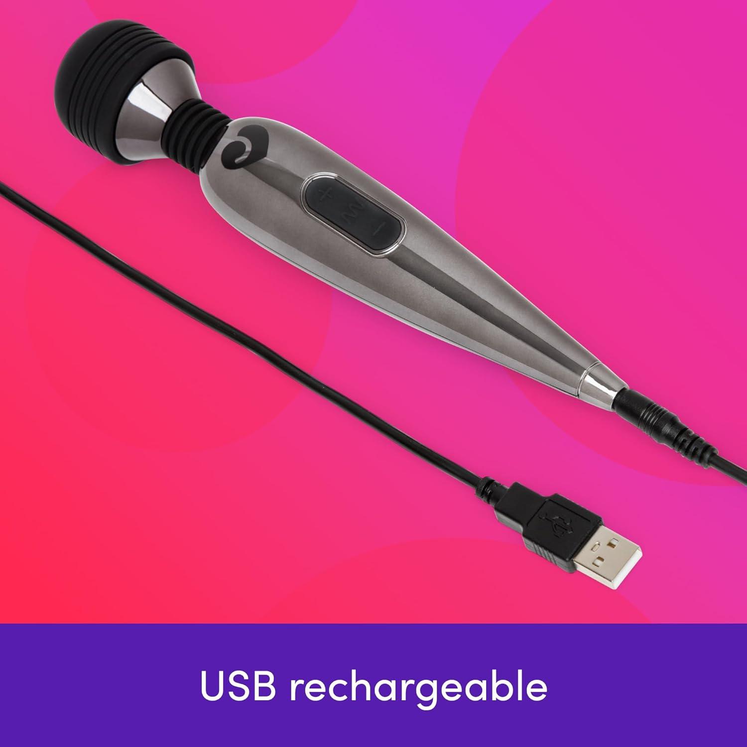 imageLovehoney Deluxe Mini Cordless Handheld Personal Massager for Women Rechargeable Back Neck amp Shoulder Wand Massager for Muscles 17 Powerful Modes amp Flexible Silicone Head GreyGrey
