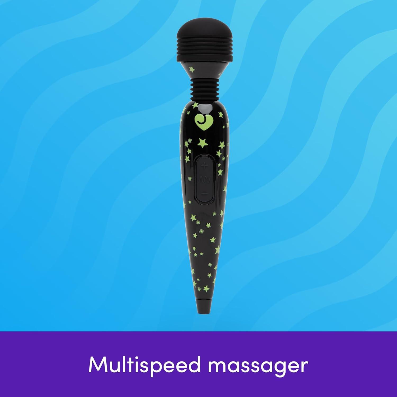 imageLovehoney Deluxe Mini Cordless Handheld Personal Massager for Women Rechargeable Back Neck amp Shoulder Wand Massager for Muscles 17 Powerful Modes amp Flexible Silicone Head GreyGlow in the Dark
