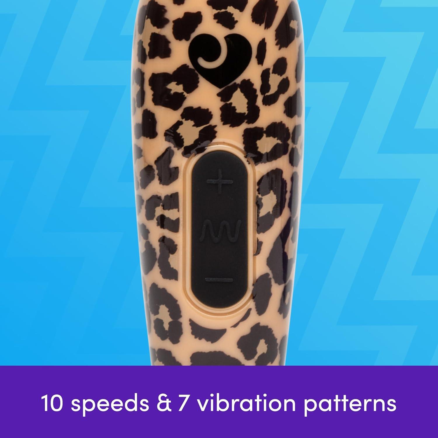 imageLovehoney Deluxe Mini Cordless Handheld Personal Massager for Women Rechargeable Back Neck amp Shoulder Wand Massager for Muscles 17 Powerful Modes amp Flexible Silicone Head GreyLeopard Print