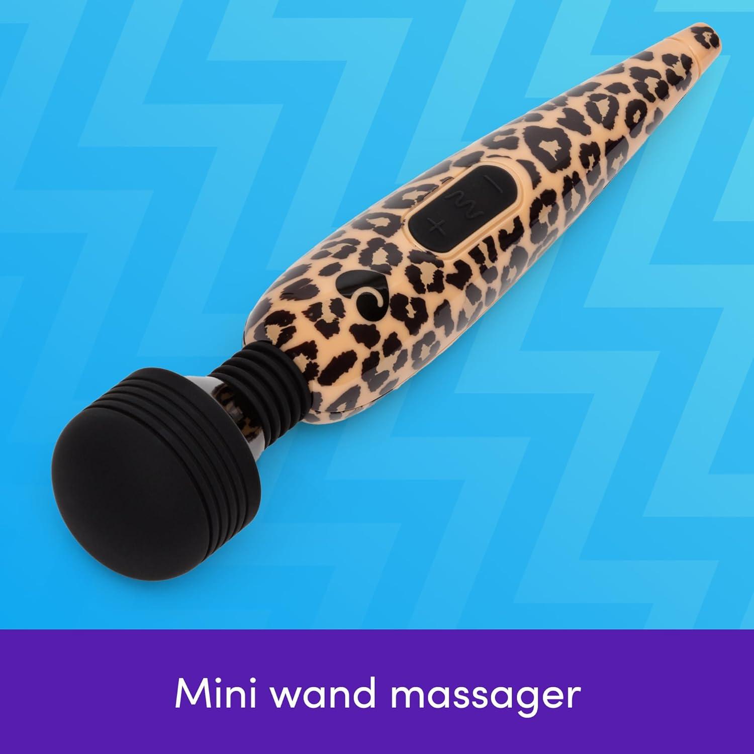 imageLovehoney Deluxe Mini Cordless Handheld Personal Massager for Women Rechargeable Back Neck amp Shoulder Wand Massager for Muscles 17 Powerful Modes amp Flexible Silicone Head GreyLeopard Print