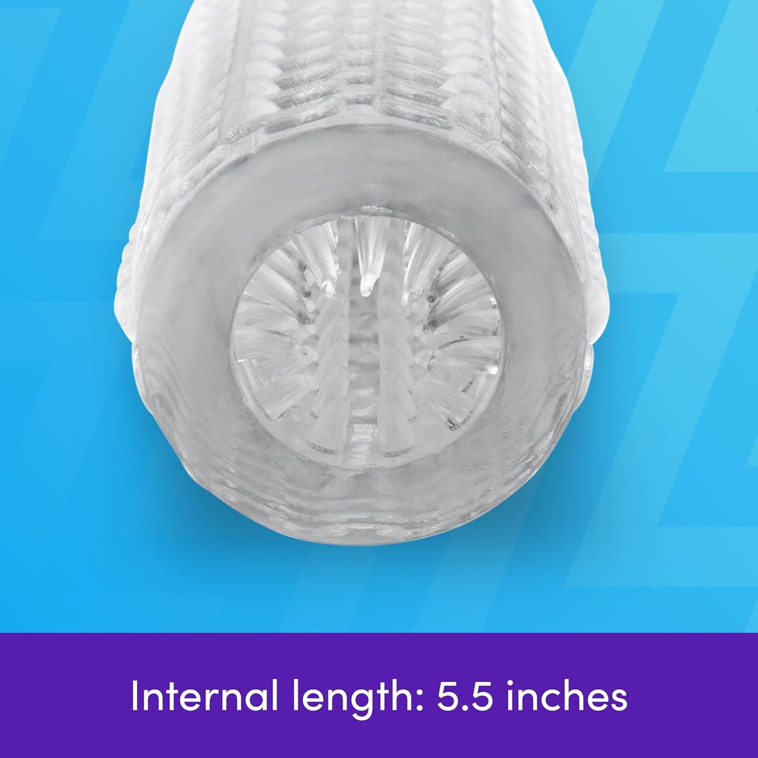 imageLovehoney Double Stroker Male Masturbator 55 Inch Stretchy Reversible Penis Stroker Double Textured Male Sex Toy Self Pleasure Sex Toys for Men Waterproof Clear