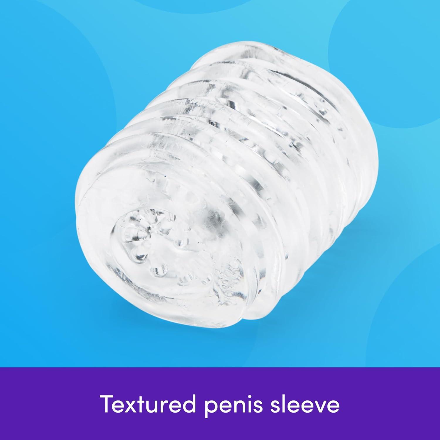 imageLovehoney DoubleTexture Male Stroker Masturbator Adult Toy Stretchy OpenEnded Penis Sleeve Sex Toy for Men with OralStyle Sensations Designed for Solo or Foreplay amp Stamina Training ClearClear
