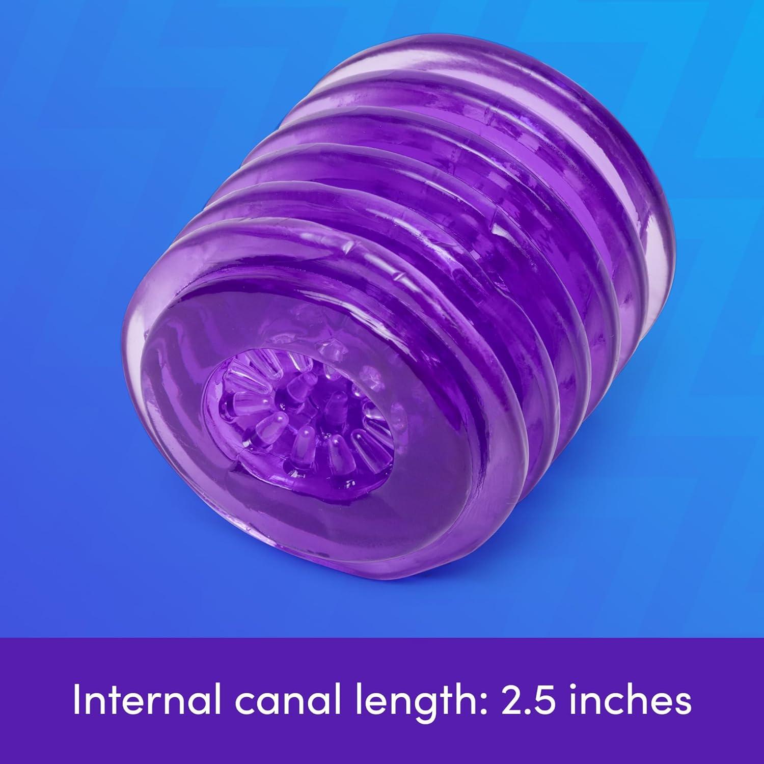 imageLovehoney DoubleTexture Male Stroker Masturbator Adult Toy Stretchy OpenEnded Penis Sleeve Sex Toy for Men with OralStyle Sensations Designed for Solo or Foreplay amp Stamina Training ClearPurple