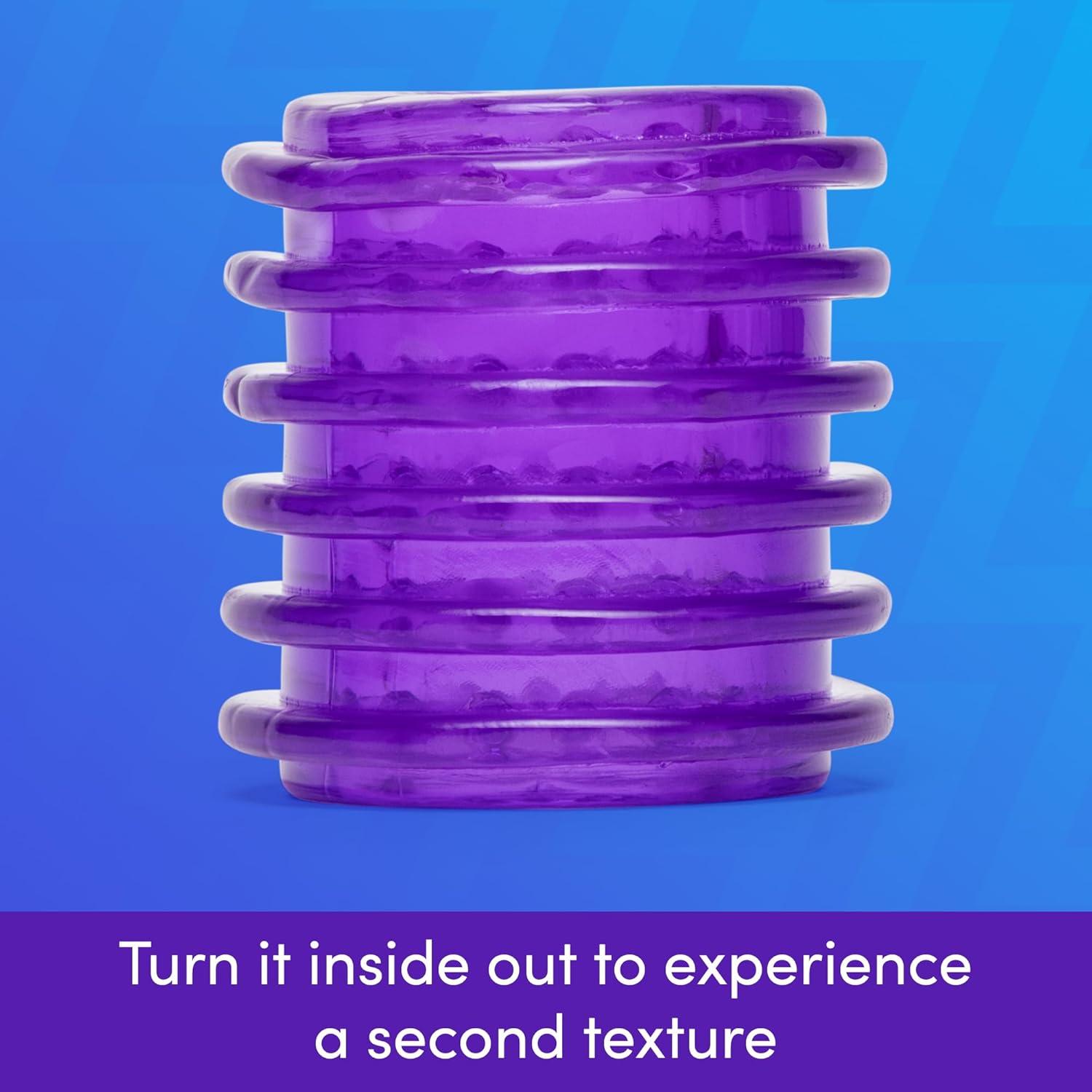 imageLovehoney DoubleTexture Male Stroker Masturbator Adult Toy Stretchy OpenEnded Penis Sleeve Sex Toy for Men with OralStyle Sensations Designed for Solo or Foreplay amp Stamina Training ClearPurple