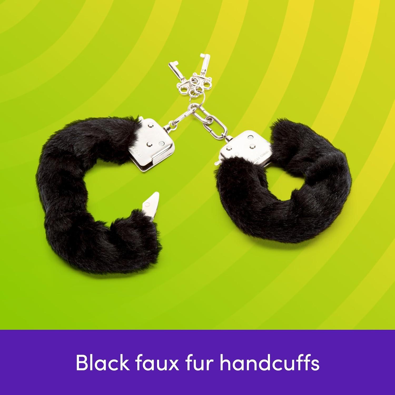 imageLovehoney Fluffy Handcuffs Metal Handcuffs with 2 Keys amp Quick Release Faux Fur Sexy Restraints for Couples Black