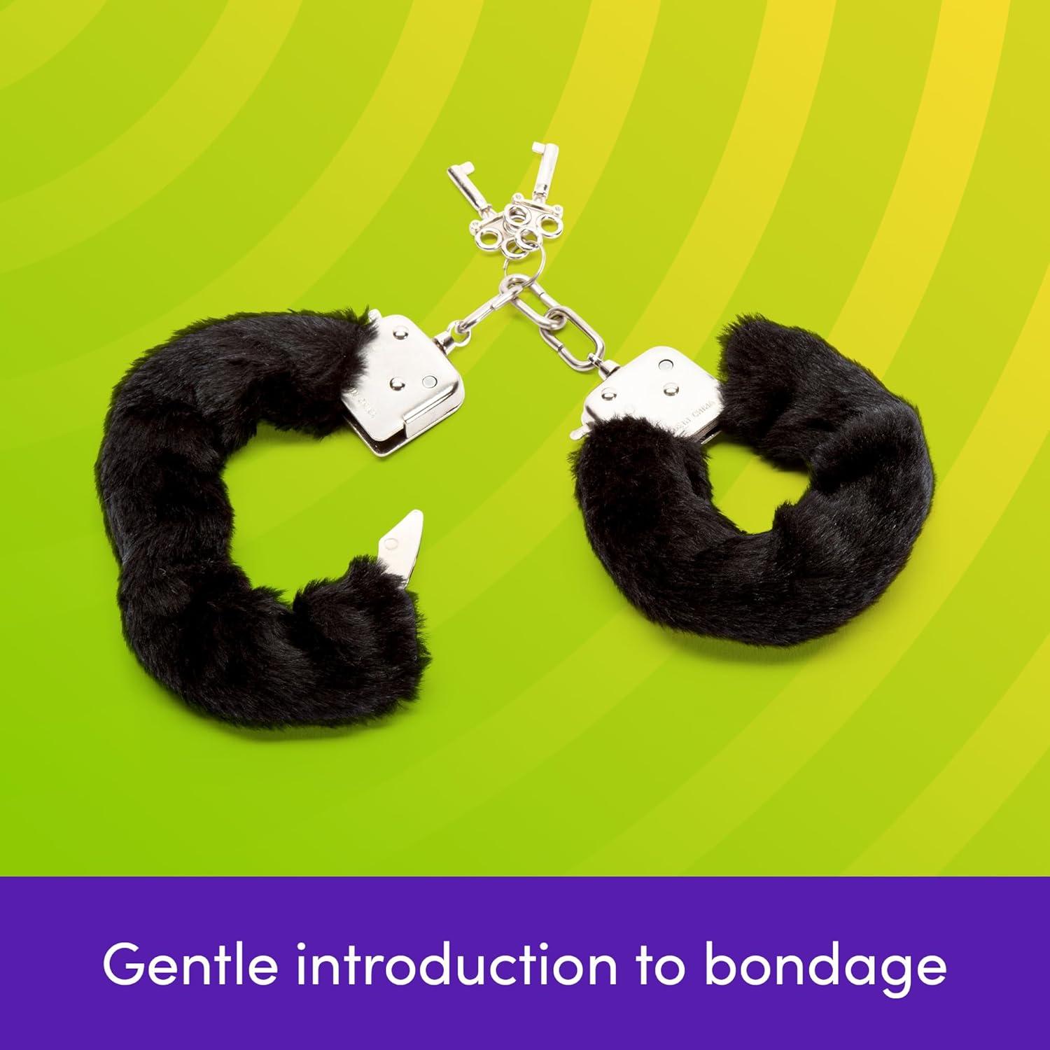 imageLovehoney Fluffy Handcuffs Metal Handcuffs with 2 Keys amp Quick Release Faux Fur Sexy Restraints for Couples Black